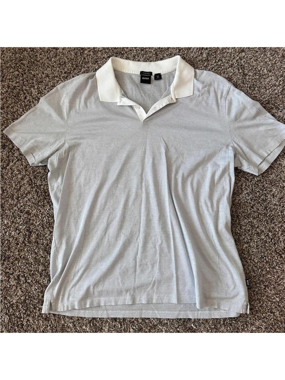 Hugo Boss White and Gray regular fit casual Polo Shirt XXL